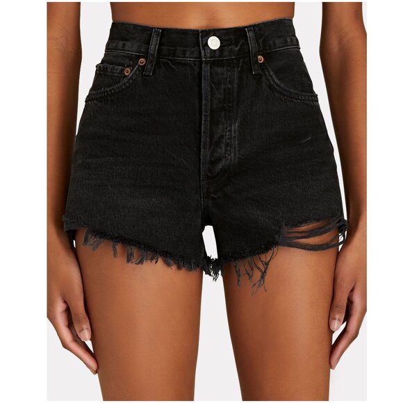 AGOLDE Parker Cut-Off Denim Shorts size 29 curse black gray distressed jean 8 - Picture 2 of 9